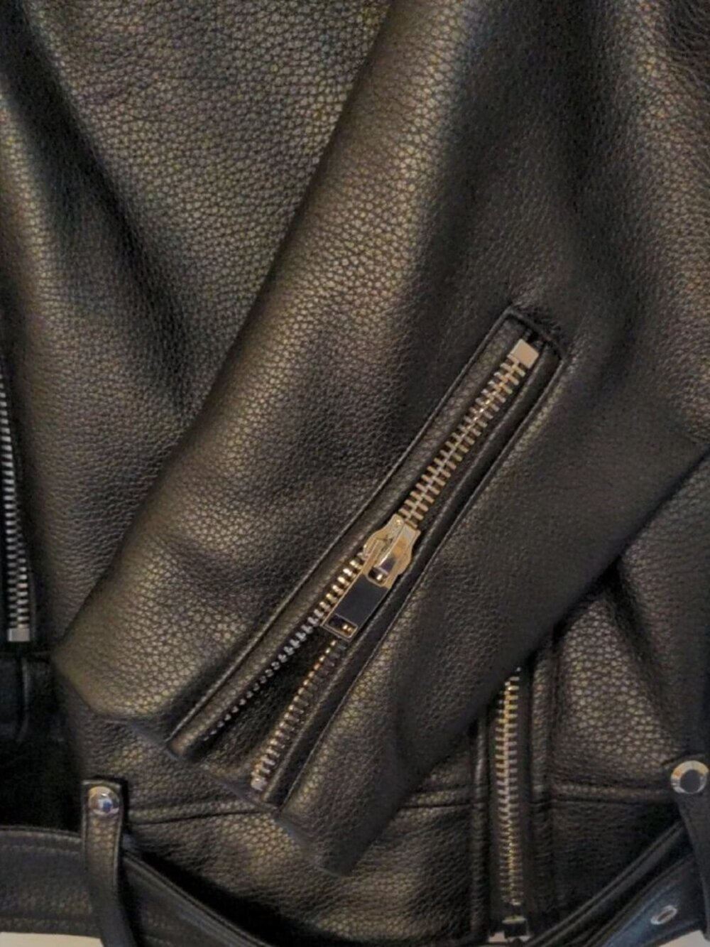 Zara Basic Black Outerwear Biker Faux Leather Cropped Jacket Size XL - Picture 3 of 10